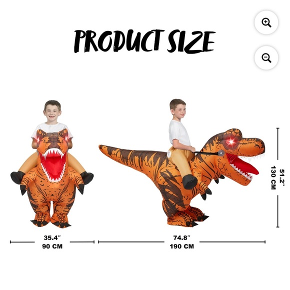 Two Inflatable Ride-On T-Rex Costumes (1 Adult, 1 Child) - Picture 3 of 9